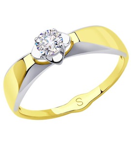 Кольцо из желтого золота с фианитом 017839-2