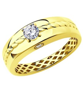 Кольцо из желтого золота с фианитами 018259-2