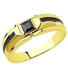 Кольцо из желтого золота с фианитами 018408-2