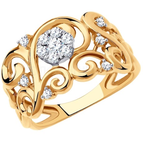 Кольцо из золота с фианитами 018607