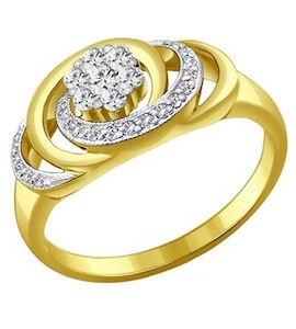 Кольцо из желтого золота с бриллиантами 1010784-2