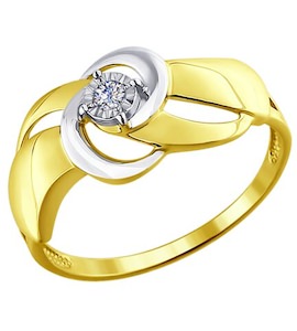 Кольцо из комбинированного золота с бриллиантом 1011421-2