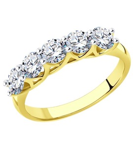 Кольцо из желтого золота с бриллиантами 1012285-2
