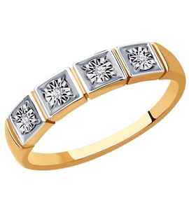 Кольцо из комбинированного золота с бриллиантами 1012290