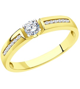 Кольцо из желтого золота с бриллиантами 1012297-2