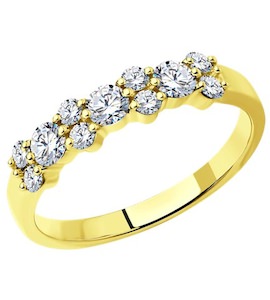 Кольцо из желтого золота с бриллиантами 1012314-2