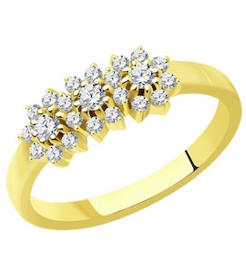 Кольцо из желтого золота с бриллиантами 1012318-2
