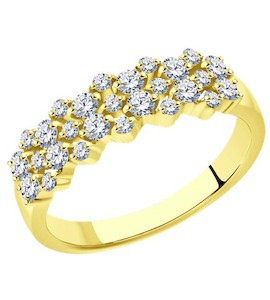 Кольцо из желтого золота с бриллиантами 1012323-2