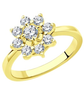 Кольцо из желтого золота с бриллиантами 1012358-2