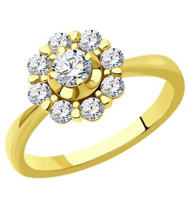 Кольцо из желтого золота с бриллиантами 1012359-2