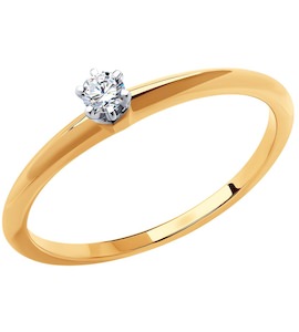 Кольцо из комбинированного золота с бриллиантом 1012379