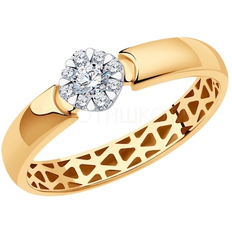 Кольцо из комбинированного золота с бриллиантами 1012384