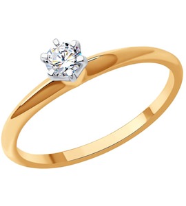 Кольцо из комбинированного золота с бриллиантом 1012388