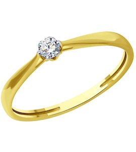 Кольцо из желтого золота с бриллиантом 1012458-2