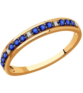 Кольцо из золота с бриллиантами и сапфирами 2011236