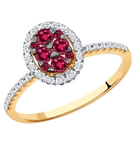 Кольцо из золота с бриллиантами и рубинами 4010689