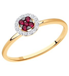 Кольцо из золота с бриллиантами и рубинами 4010701