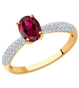Кольцо из золота с бриллиантами и рубином 4010714