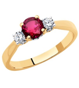 Кольцо из золота с бриллиантами и рубином 4010716