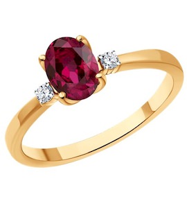 Кольцо из золота с бриллиантами и рубином 4010717
