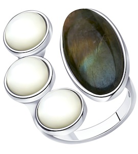 Кольцо из серебра с полудрагоценными вставками 83010090