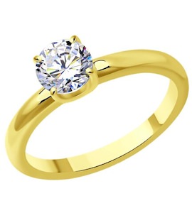 Кольцо из желтого золота с бриллиантом 9010112-54