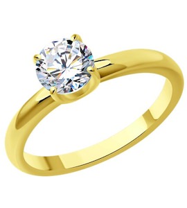 Кольцо из желтого золота с бриллиантом 9010120-66
