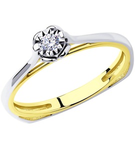 Кольцо из комбинированного золота с бриллиантом 1012171-2