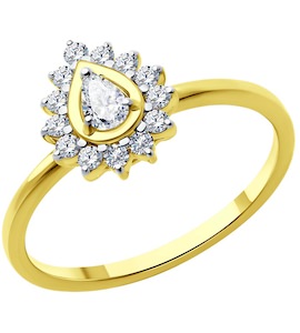 Кольцо из желтого золота с бриллиантами 1012607-2