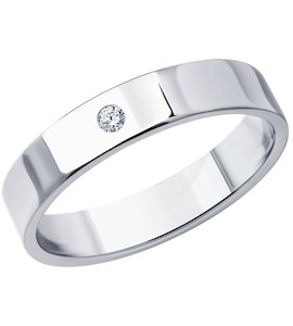 Обручальное кольцо обручальное из белого золота с бриллиантом 1110226-3