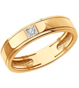 Кольцо обручальное из золота с бриллиантом 1110230