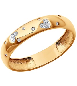 Кольцо обручальное из золота с бриллиантами 1110234