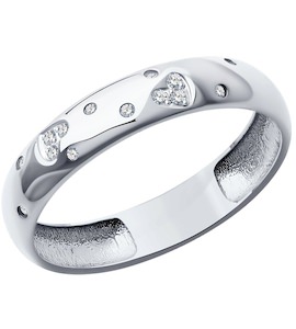 Кольцо обручальное из белого золота с бриллиантами 1110234-3