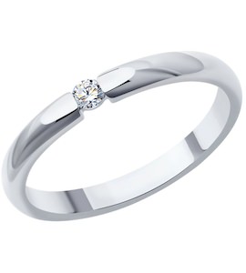 Обручальное кольцо из белого золота с бриллиантом 1110235-3