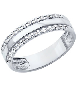 Обручальное кольцо из белого золота с бриллиантами 1110236-3