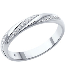 Обручальное кольцо из белого золота с бриллиантами 1110237-3