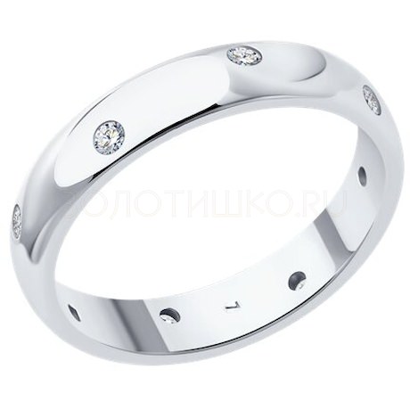 Обручальное кольцо из белого золота с бриллиантами 1110242-3