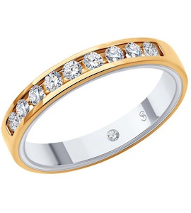 Обручальное кольцо из комбинированного золота с бриллиантами 1114340-01