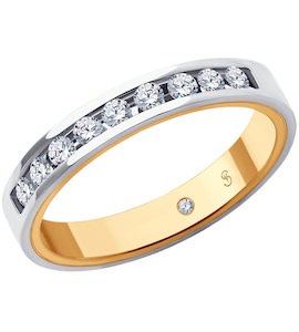 Обручальное кольцо из комбинированного золота с бриллиантами 1114341-01