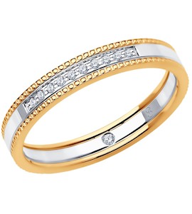 Обручальное кольцо из комбинированного золота с бриллиантами 1114342-01