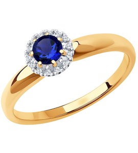 Кольцо из золота с бриллиантами и сапфиром 2011171