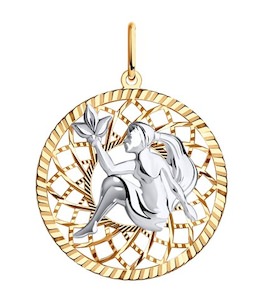 Подвеска из комбинированного золота. Знак зодиака Дева 51-130-01063-1