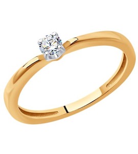 Кольцо из комбинированного золота с бриллиантом 51-210-01674-1