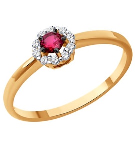 Кольцо из золота с бриллиантами и рубином 51-210-01768-3