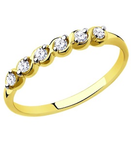 Кольцо из желтого золота с фианитами 53-110-00742-1