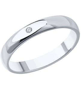 Обручальное кольцо из серебра с бриллиантом 87010088