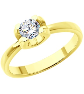 Кольцо из желтого золота с бриллиантом 9010161-36