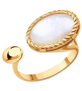 Кольцо из золочёного серебра с перламутром 93-310-01561-1