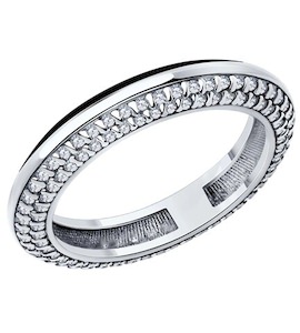 Кольцо из серебра с фианитами и эмалью 94-110-01969-1