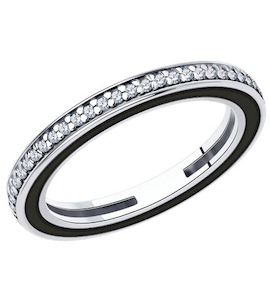 Кольцо из серебра с фианитами и эмалью 94013343